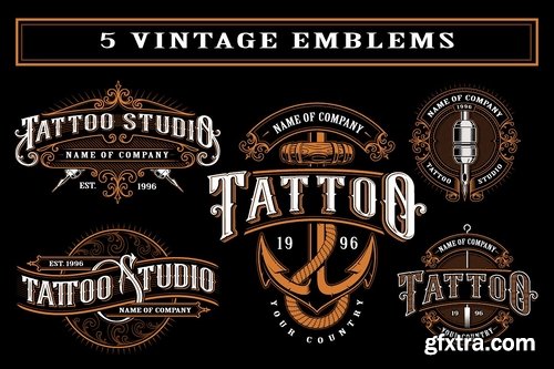 CM - Set of vintage tattoo studio logos. 2325416