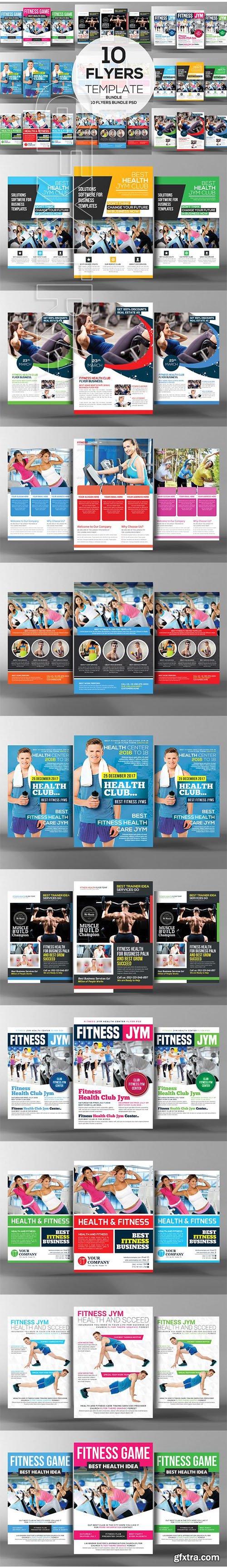 CreativeMarket - 10 Fitness Business Flyers Bundle 2348561