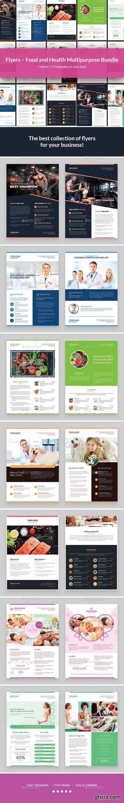 Graphicriver - Flyers &ndash; Food and Health Multipurpose Bundle 7 in 1 21263742