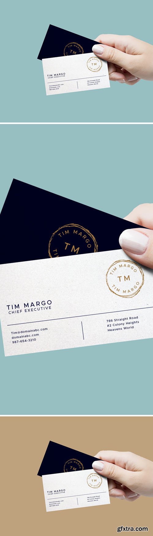 Hand Holding Business Cards PSD Mockup