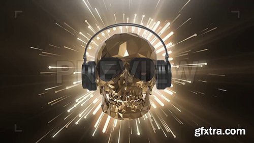 Golden Low Poly Skull 67732