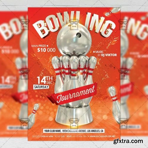 Bowling Tournament – Sport A5 Flyer Template