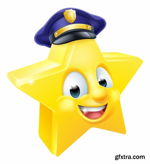 Cartoon smiley emotion star icon vector image 25 EPS