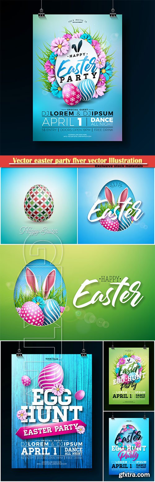 Vector easter party flyer vector Illustration
