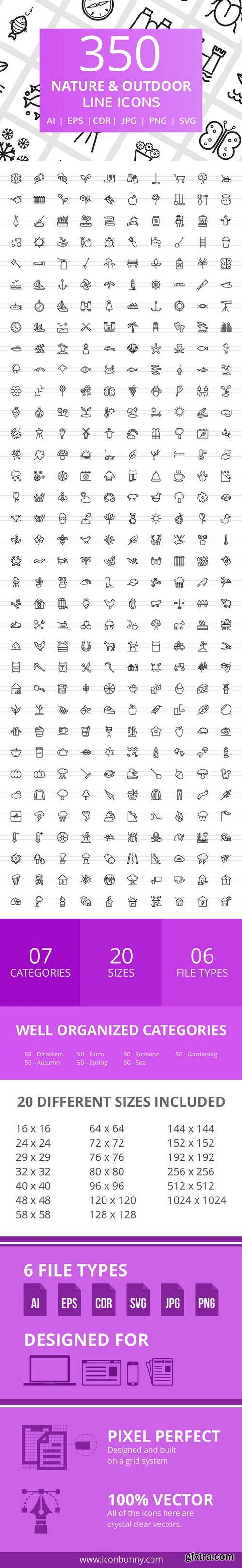 CM - 350 Nature &amp; Outdoor Line Icons 2321702