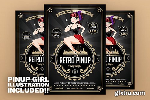 Retro Pinup Party Flyer Template Retro Pinup Party Flyer Template