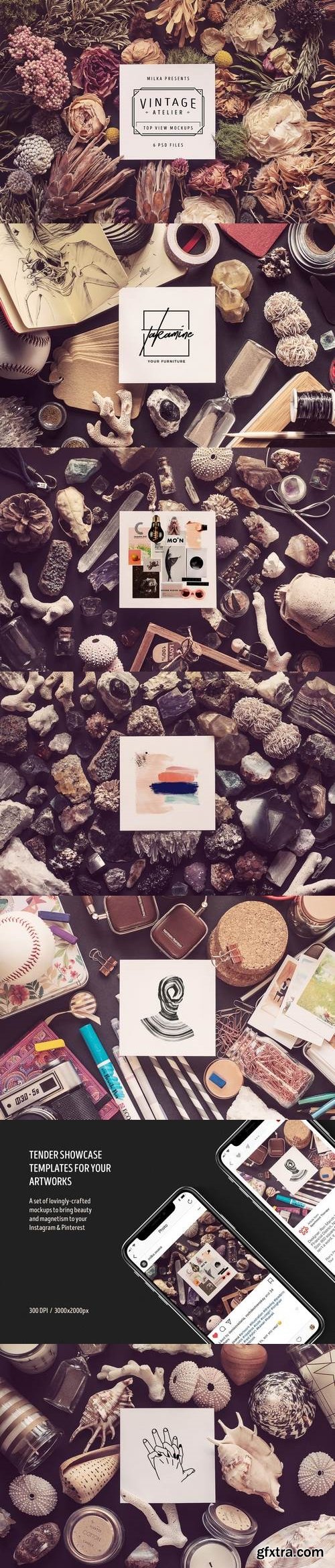 Vintage Atelier Top View Mockups