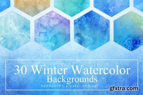 CreativeMarket 30 Winter Watercolor Backgrounds 2301265