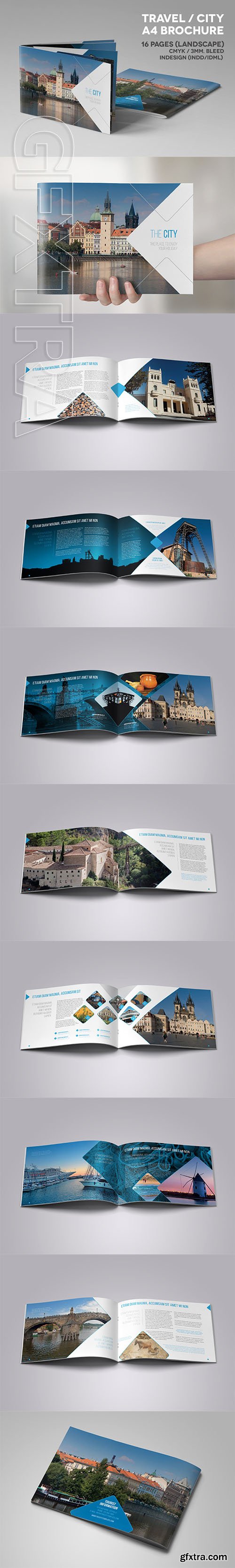 CreativeMarket - Travel City A4 landscape brochure 2335511