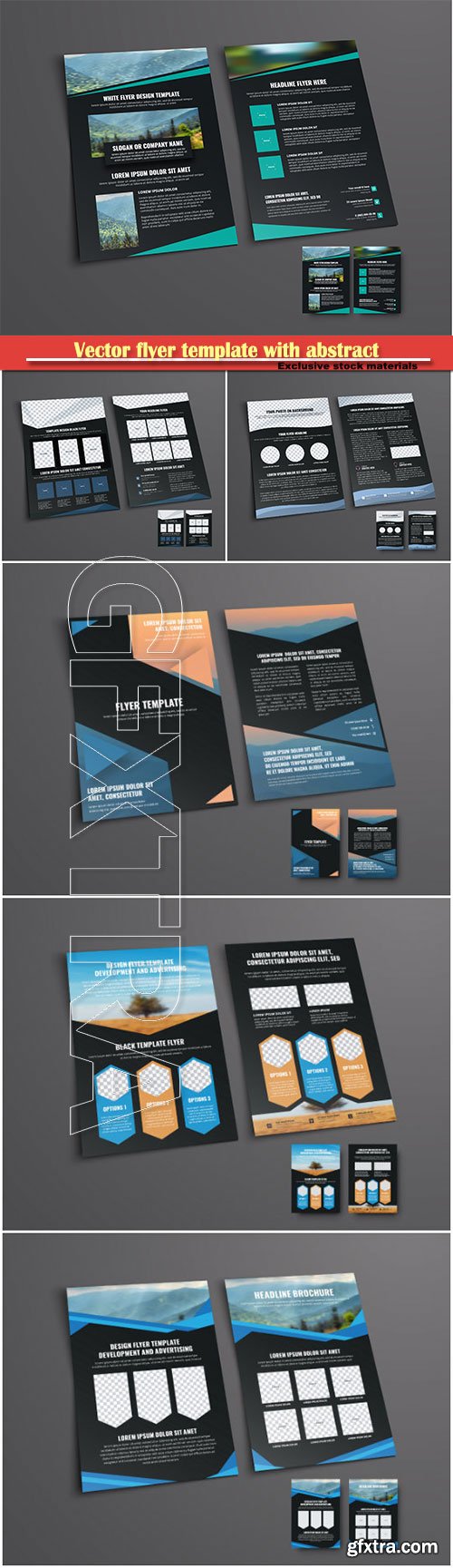 Vector flyer template with abstract geometric shapes for a photo