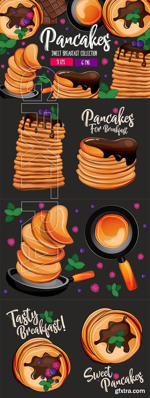 CreativeMarket - Pancakes Sweet Breakfast Collection 2369903