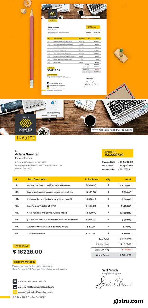 A4 Invoice PSD Template