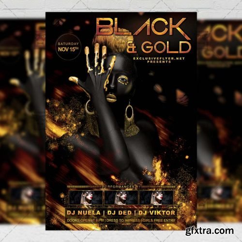 Black and Gold Night – Club A5 Flyer Template