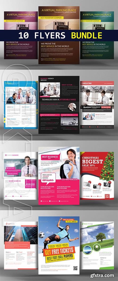 CreativeMarket - 10 Corporate Business Flyers Bundle 2390029