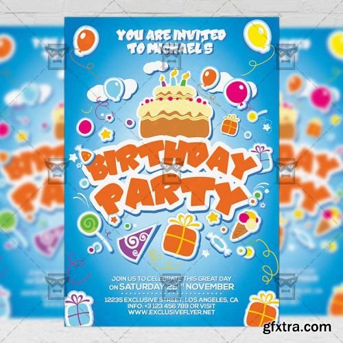 Kids Birthday – Invitation Card A5 PSD Template Kids Birthday – Invitation Card A5 PSD Template