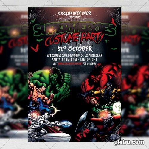 Superheroes Costume Party – Seasonal A5 Flyer Template