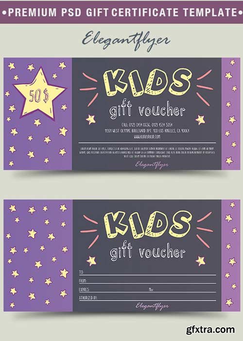 Kids V5 2018 Premium Gift Certificate PSD Template