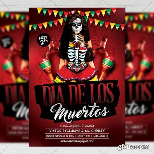 Dia De Los Muertos Night – Seasonal A5 Flyer Template Dia De Los Muertos Night – Seasonal A5 Flyer Template