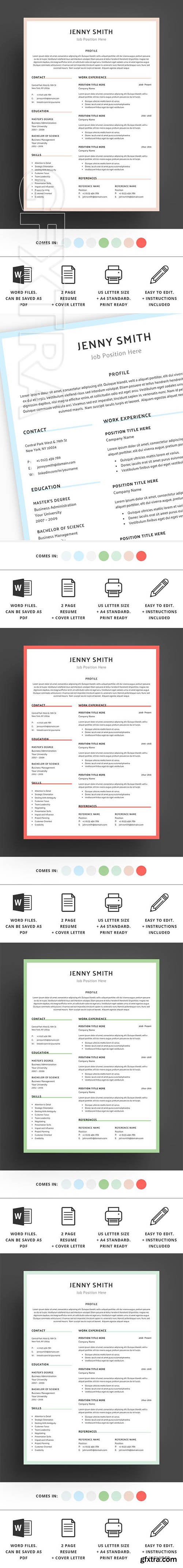 CreativeMarket - Resume Template Word Modern Clean CV 2389622