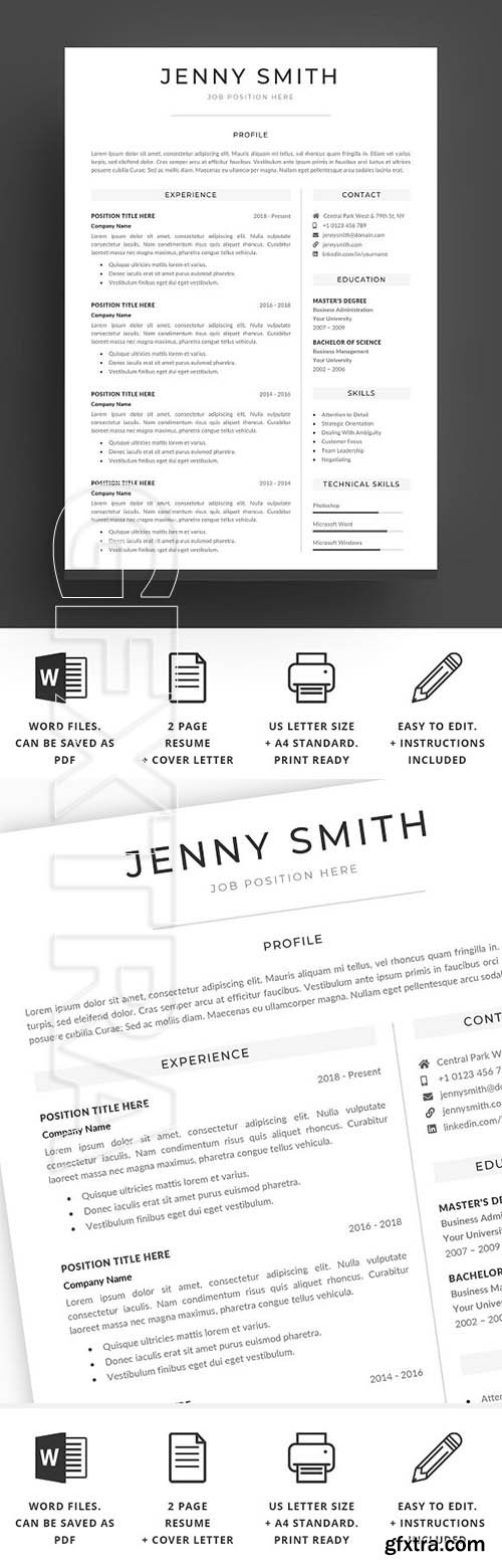 CreativeMarket - Resume Template Word Modern Clean CV 2389660