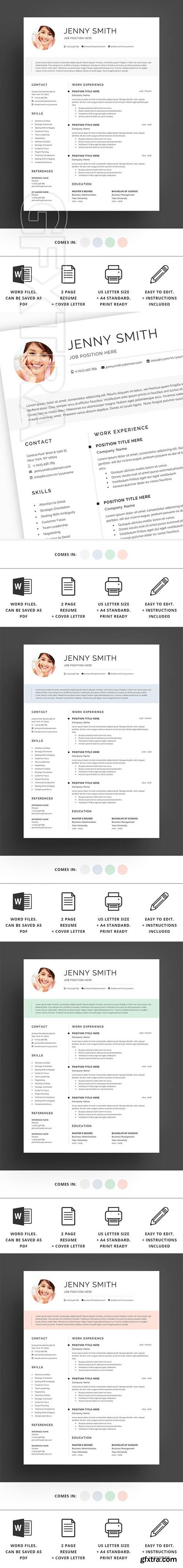 CreativeMarket - Resume Template Word Modern Clean CV 2389708