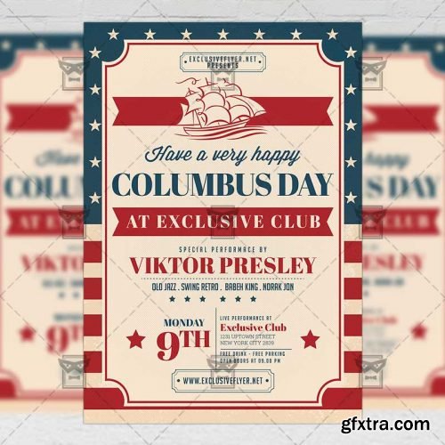 Happy Columbus Day – Seasonal A5 Flyer Template
