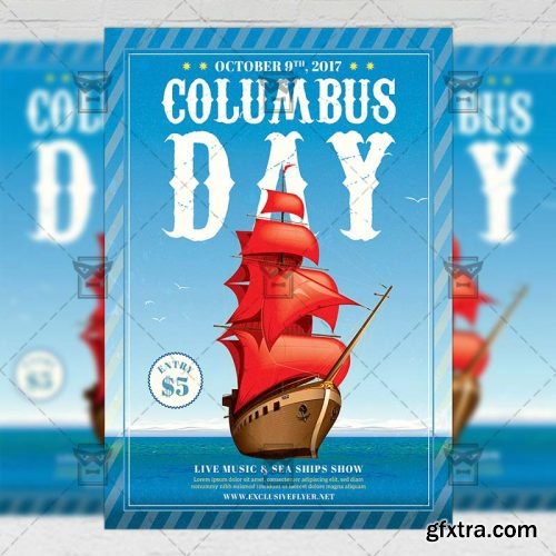 Happy Columbus Day Celebration – Seasonal A5 Flyer Template