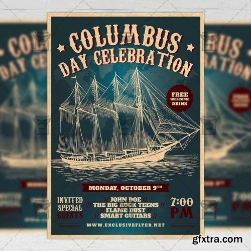 Columbus Day Celebration – Seasonal A5 Flyer Template