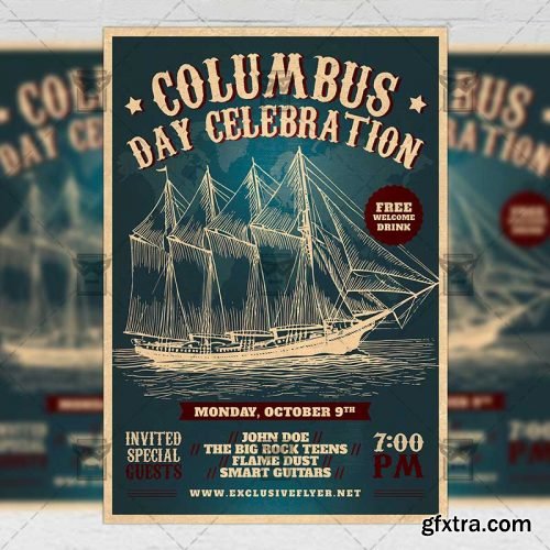 Columbus Day Celebration – Seasonal A5 Flyer Template Columbus Day Celebration – Seasonal A5 Flyer Template
