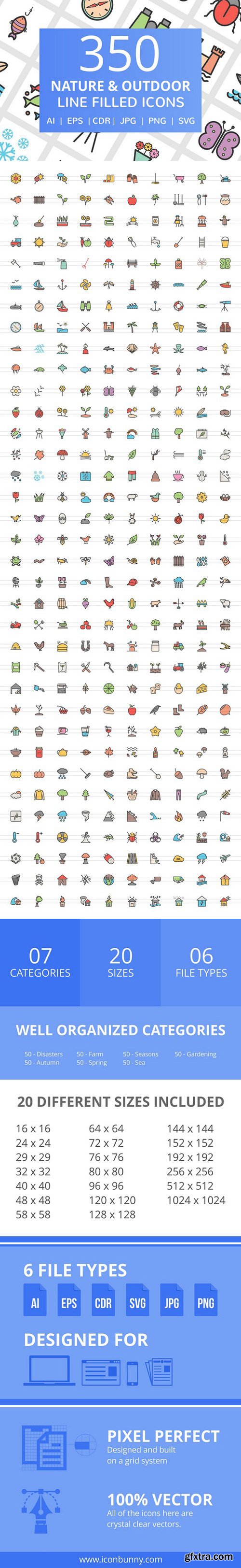 CM - 350 Nature &amp; Outdoor Filled Icons 2356852