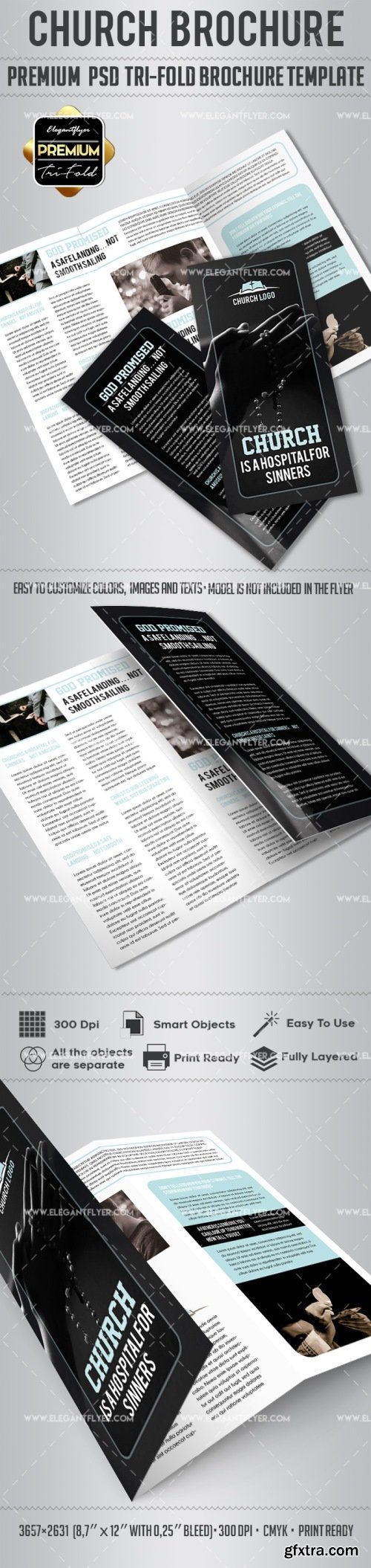 Bible Church &ndash; Premium Tri-Fold PSD Brochure Template