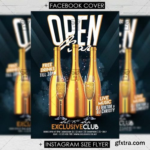 Open Bar – Club A5 Flyer Template Open Bar – Club A5 Flyer Template