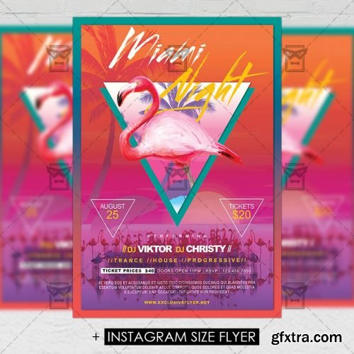 Miami Night – Premium A5 Flyer Template Miami Night – Premium A5 Flyer Template