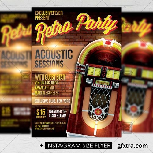 Retro Party – Premium A5 Flyer Template Retro Party – Premium A5 Flyer Template