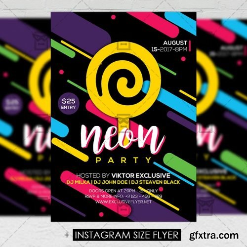 Neon Party – Premium A5 Flyer Template Neon Party – Premium A5 Flyer Template