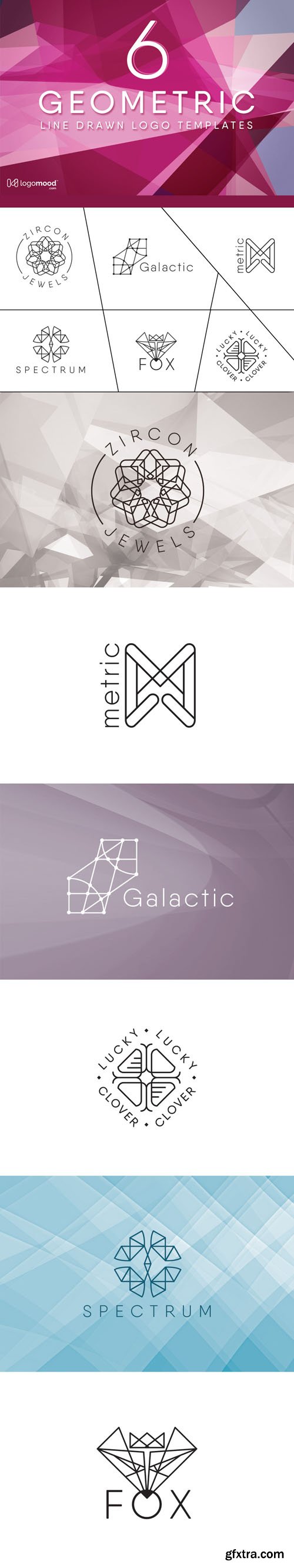 6 Geometric Line Drawn Logo Templates in Vector 6 Geometric Line Drawn Logo Templates in Vector
