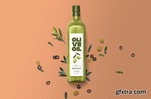 Customizable Glass Bottle Mockup PSD Customizable Glass Bottle Mockup PSD