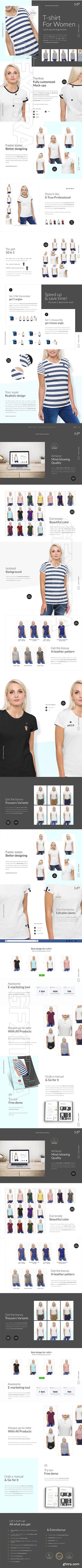 CreativeMarket - Women T-Shirt Mockups Set FREE DEMO 2477047