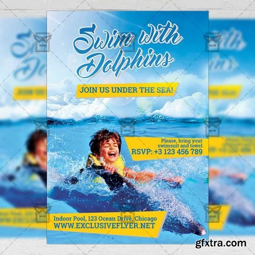 Swim with Dolphins – Premium A5 Flyer Template
