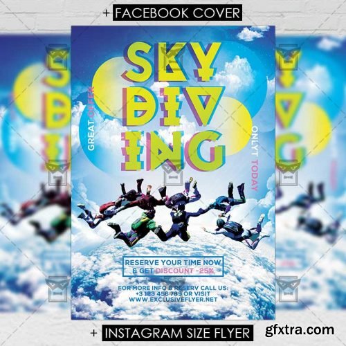 Skydiving – Premium A5 Flyer Template Skydiving – Premium A5 Flyer Template