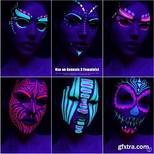 Daz3D - Neon Attraction: Bodypaints, Lights and Shaders for Genesis 3 Females