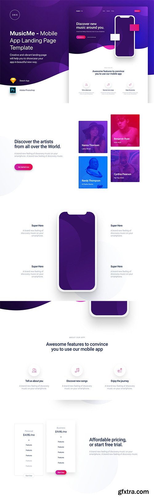 MusicMe - Mobile App Landing Page Template MusicMe - Mobile App Landing Page Template