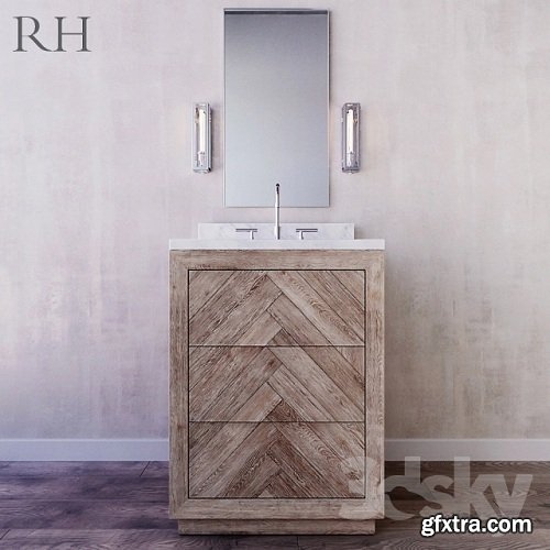 Restoration Hardware HERRINGBONE POWDER VANITY 3d Model » GFxtra