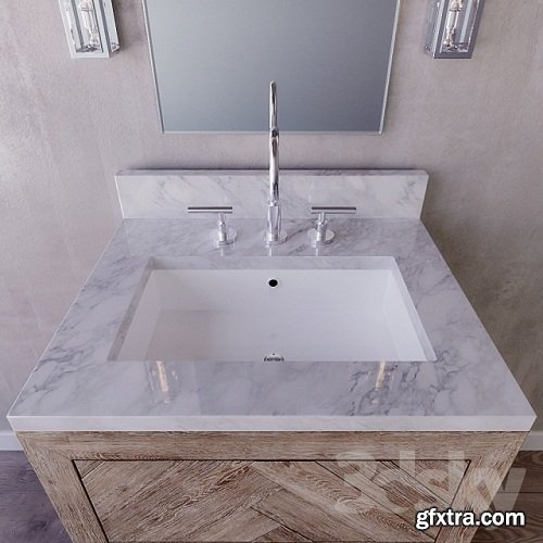 Restoration Hardware HERRINGBONE POWDER VANITY 3d Model » GFxtra