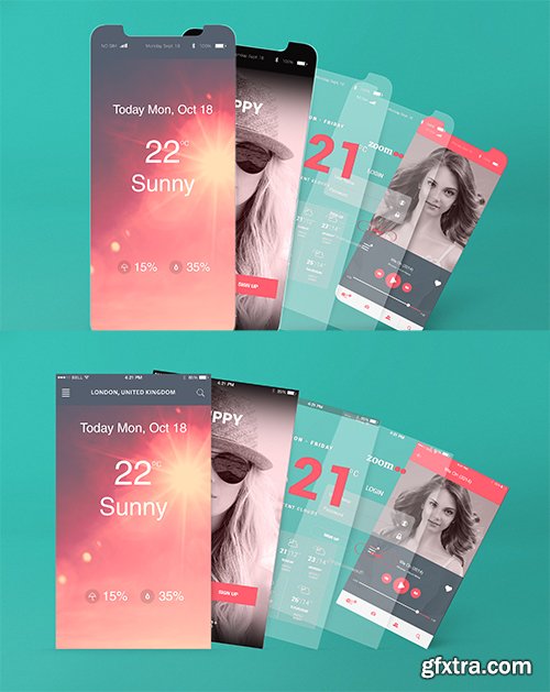 Iphone 8 and Iphone X Perspective App Mockup