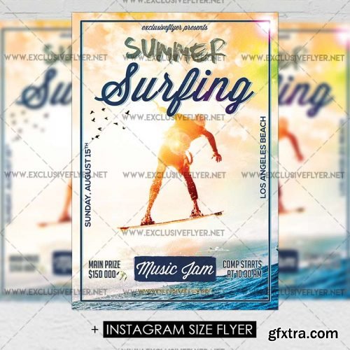 Summer Surfing Competition – Premium A5 Flyer Template Summer Surfing Competition – Premium A5 Flyer Template