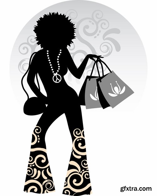 Fashionable girl woman hair hairstyle purchase shopping 25 EPS