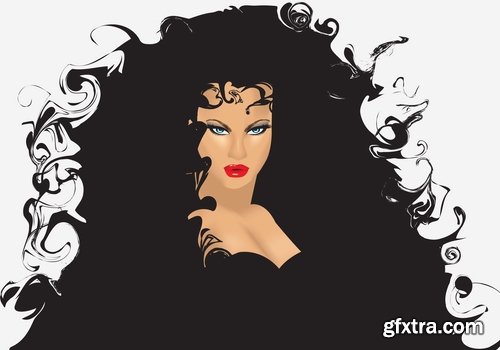 Fashionable girl woman hair hairstyle purchase shopping 25 EPS