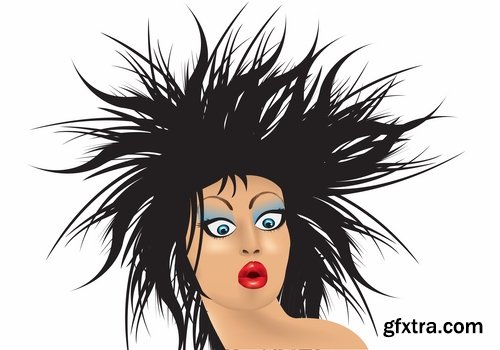 Fashionable girl woman hair hairstyle purchase shopping 25 EPS