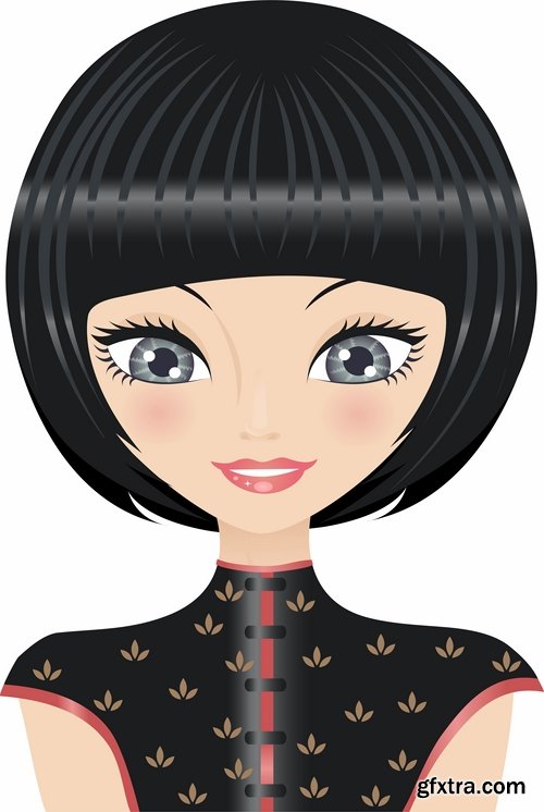 Fashionable girl woman hair hairstyle purchase shopping 25 EPS